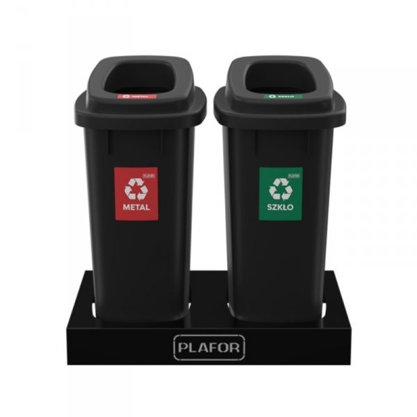 Kosz do segregacji SORT BIN 90L Czarny plus komplet 6 etykiet