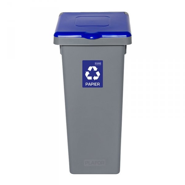 Kosz FLAP BIN 53L szary / pokrywa niebieska / papier 