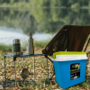 Lodówka turystyczna 29,5L KAMAI FIESTA na wkłady mrożące, błękitna z zieloną pokrywą i uchwytem