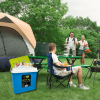 Lodówka turystyczna 29,5L KAMAI FIESTA na wkłady mrożące, błękitna z zieloną pokrywą i uchwytem