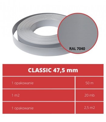 Taśma ogrodzeniowa 50mb Thermoplast® CLASSIC LINE 4,75cm SZARA