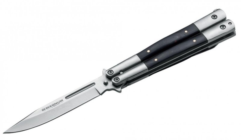 Nóż Magnum Balisong Wood, stal 440A, drewno, motylek