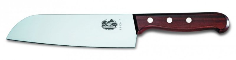 Nóż Santoku Victorinox - Ostrze ze stali nierdzewnej, rękojeść z drewna palisandrowego, do krojenia i siekania - 17 cm - Victorinox