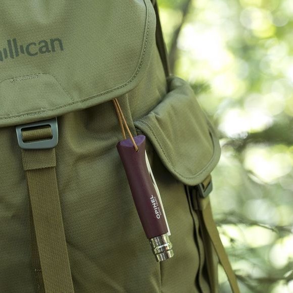 Nóż Opinel Colorama 08 inox grab bordowy z rzemieniem