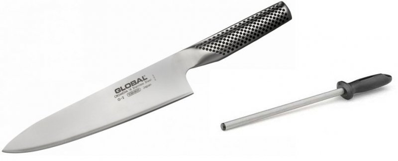 Nóż szefa kuchni 20 cm Global G-2 PLUS ostrzałka Taidea T0825D