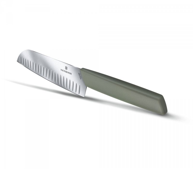 Nóż Santoku, ostrze ryflowane, 17 cm, oliwkowy VICTORINOX 6.9056.17K6B