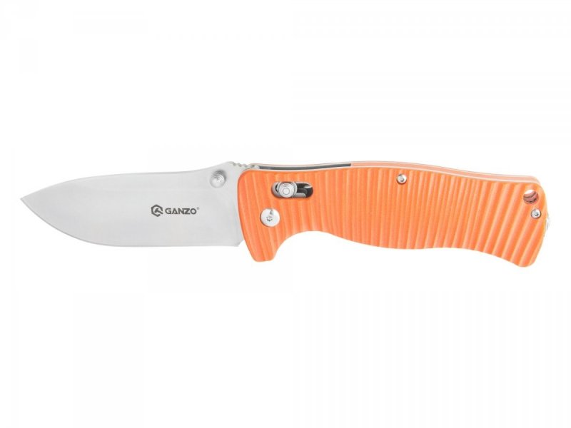 Nóż składany Ganzo G720-O - Stal 440C, blokada AXIS Lock, rękojeść G10, do EDC i outdoor - 210 mm - Ganzo