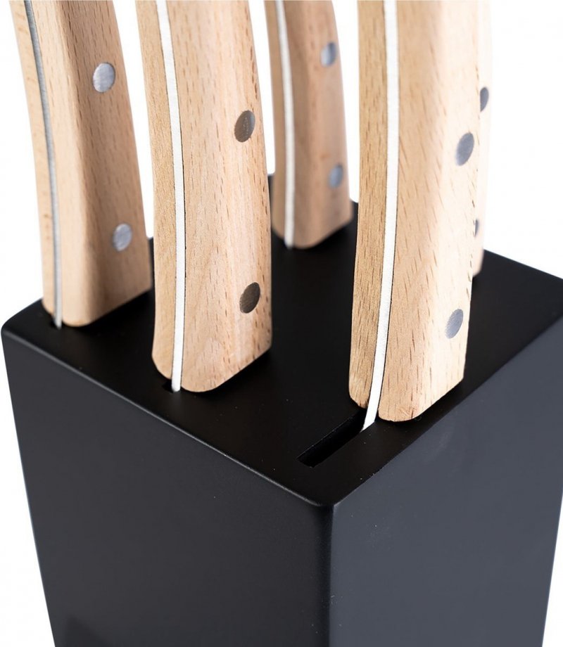 Zestaw stylowych  noży kuchennych w czarnym bloku  Homey's Bokträ, 5 elementów