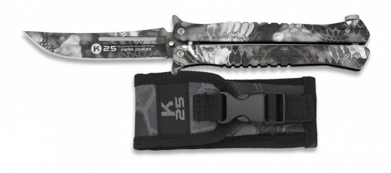Nóż motylek K25 02142 Balisong Black Phyton