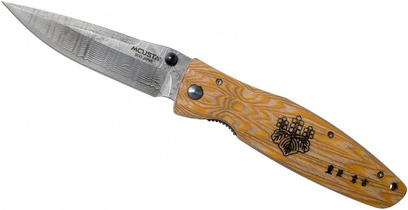 Nóż składany Mcusta Sengoku Yellow Pakka Damascus
