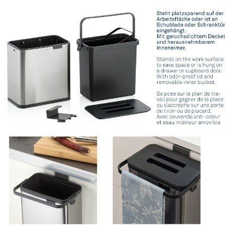 KELA-Pojemnik na odpady organiczne srebrny Plata