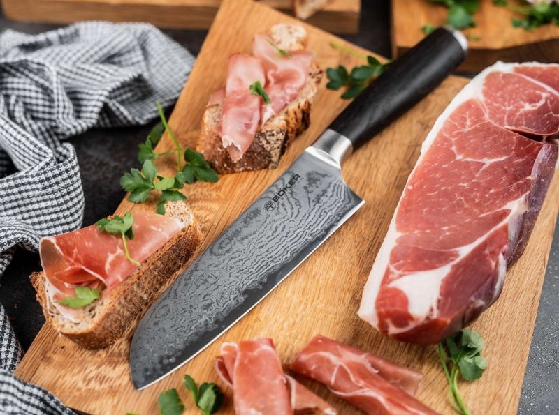 Nóż Böker Solingen Meisterklinge Damast Santoku