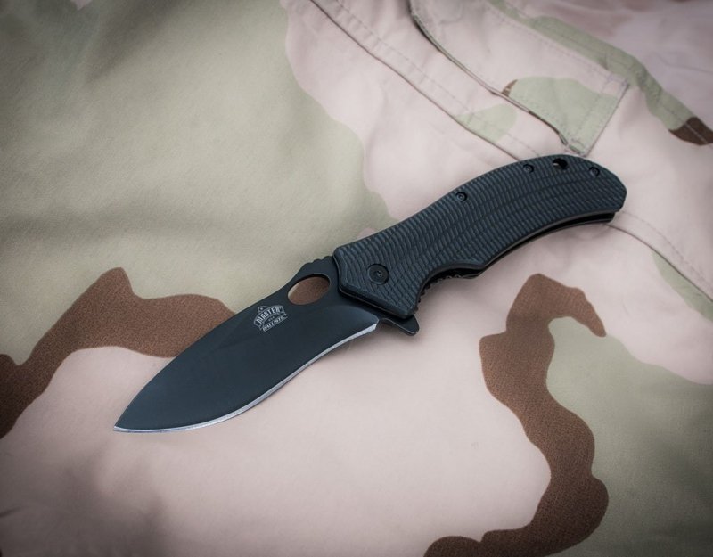 Nóż składany Master Cutlery M-Tech Ballistic Spring Assisted Black z krzesiwem (MU-A039BK)