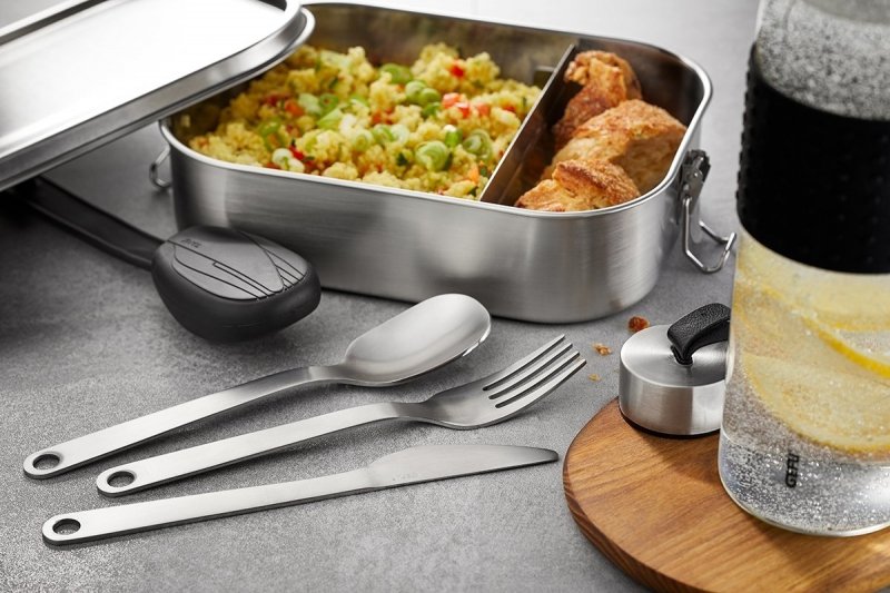 Endure - Lunch Box Duży + Zestaw 4 Sztućców, uniwersalny Zestaw