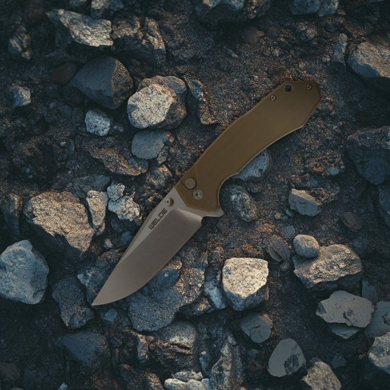 Welde nóż składany D2F64 brązowy