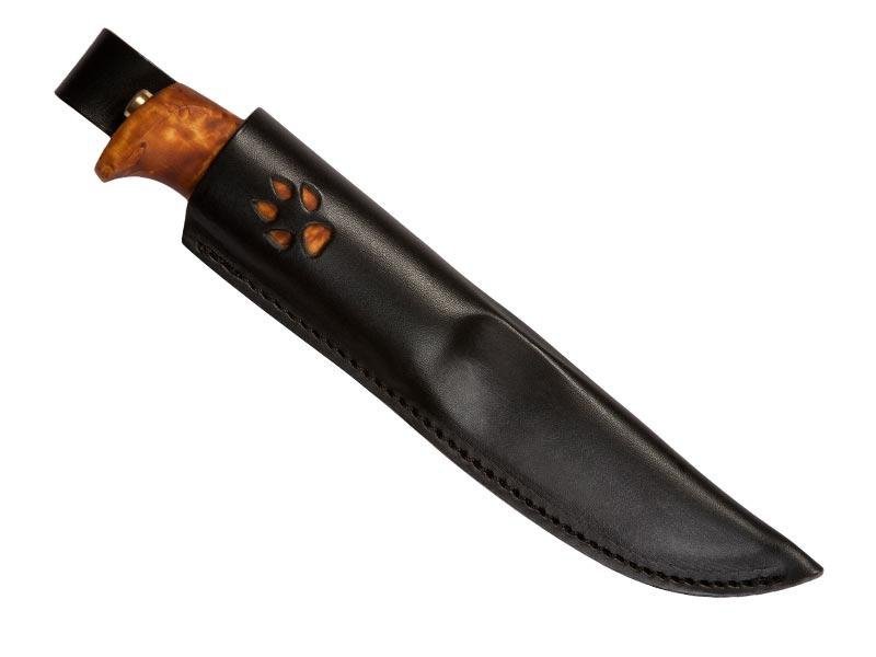 Nóż Helle Gaupe - Ergonomiczny nóż turystyczny ze stalowym ostrzem, z pochwą skórzaną, do outdooru - 222 mm - Helle