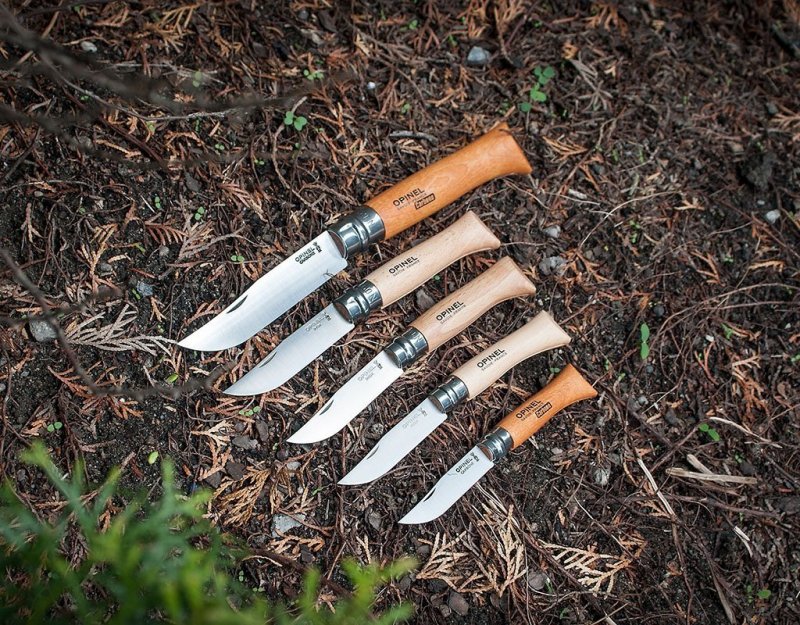 Nóż Składany Turystyczny Survival Stal Nierdzewna Drewno Buk Opinel 8 INOX