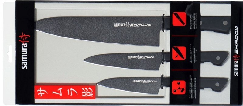 Samura Shadow Zestaw 3 Noży - Nóż Szefa, Utility i Paring