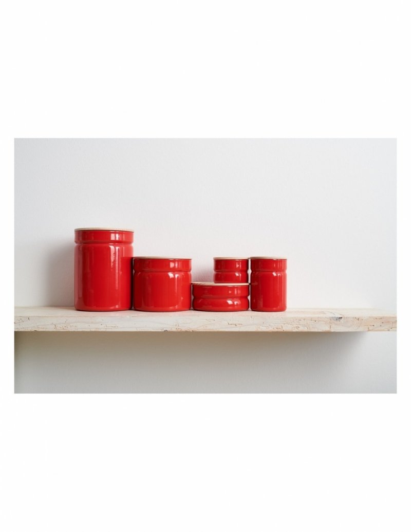 RIESS - Pojemnik kuchenny niski z drewnianą pokrywą 0,6l Fresh Tomato