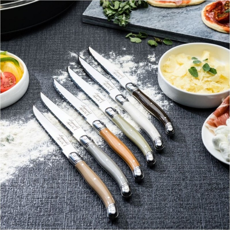 Nóż Laguiole do steków z stali nierdzewnej 6 sztuk w bloku drewnianym #2