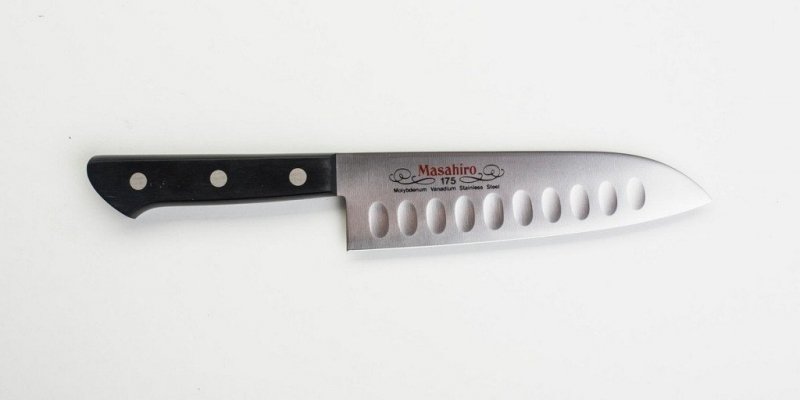 Nóż Masahiro Bwh Santoku Dimple 175mm [14079] uniwersalny
