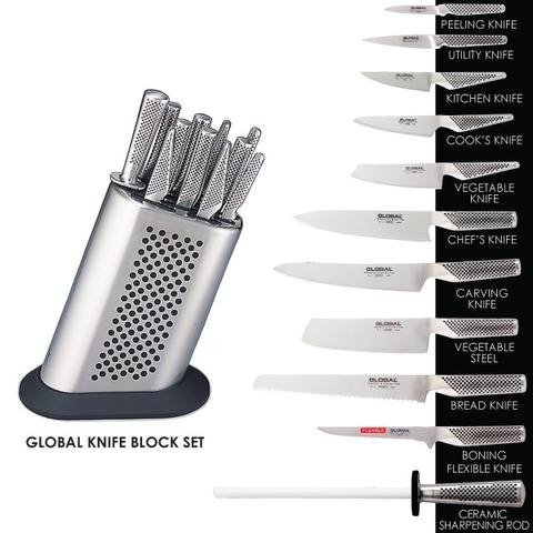 11-częściowy zestaw z blokiem do noży Global