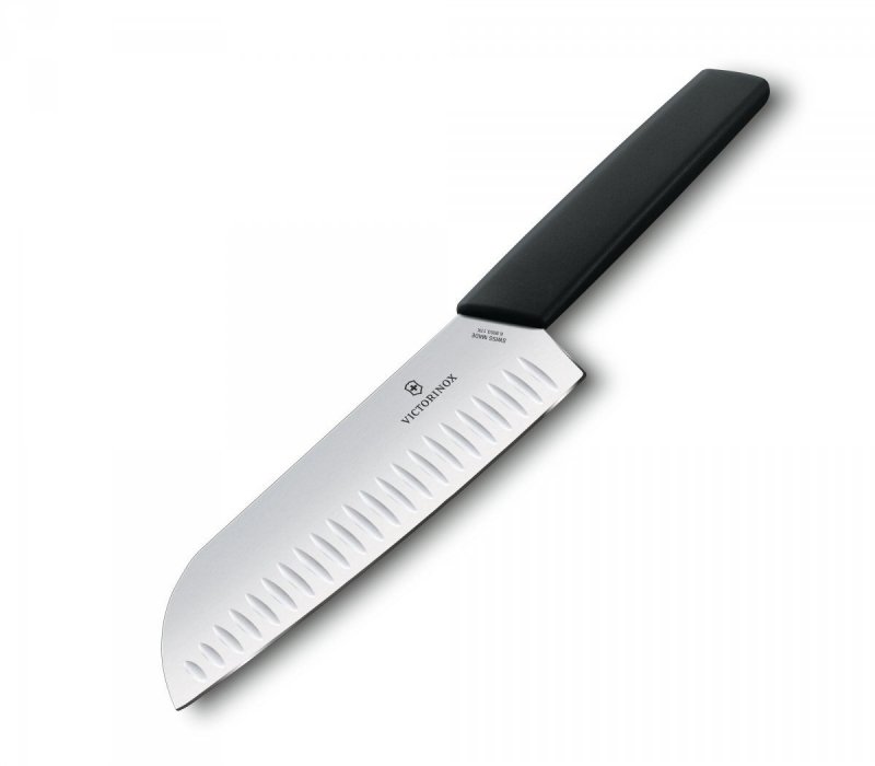 Nóż Santoku, ostrze ryflowane, 17 cm, czarny VICTORINOX 6.9053.17KB