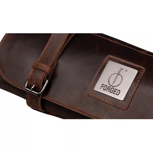 Forged Brązowe Skórzane Etui na Noże - Torba z Ręcznie Kutej Skóry