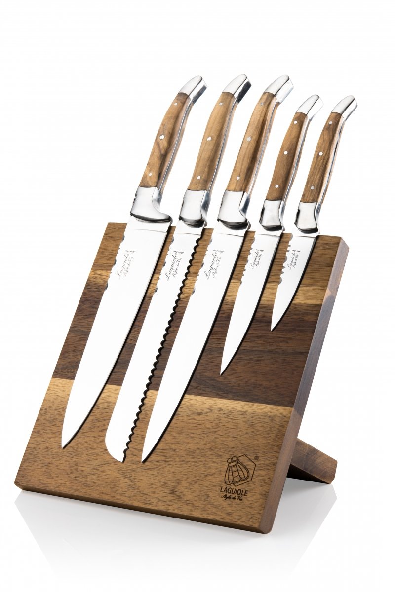 Noże kuchenne Style de Vie drewno oliwne z blokiem