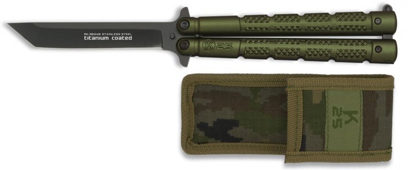 Nóż motylek K25 36249 Balisong Green