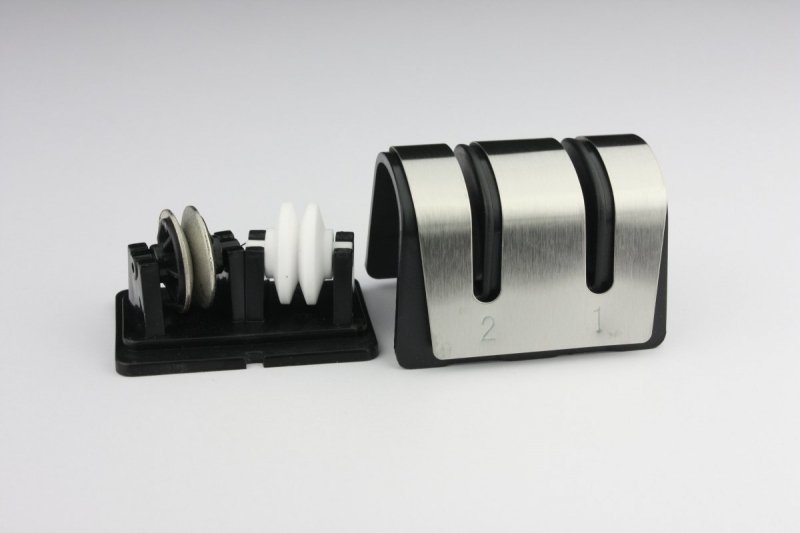 Diamentowa Ostrzałka Taidea TG1005 - Dwustopniowe ostrzenie diamentowo-ceramiczne, antypoślizgowa rączka, do noży kuchennych stalowych i ceramicznych - Ręczna - Taidea Tech