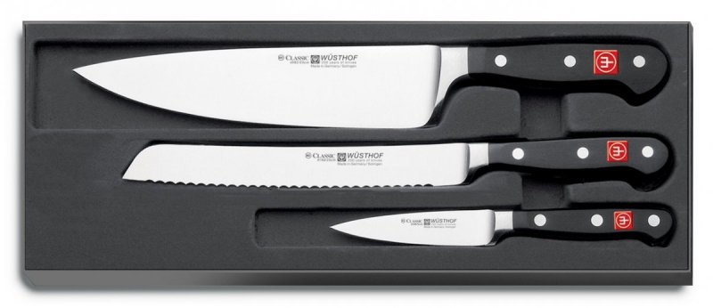 WÜSTHOF CLASSIC Zestaw - Nóż szefa 20 cm , do chleba 20 cm i do warzyw 9 cm