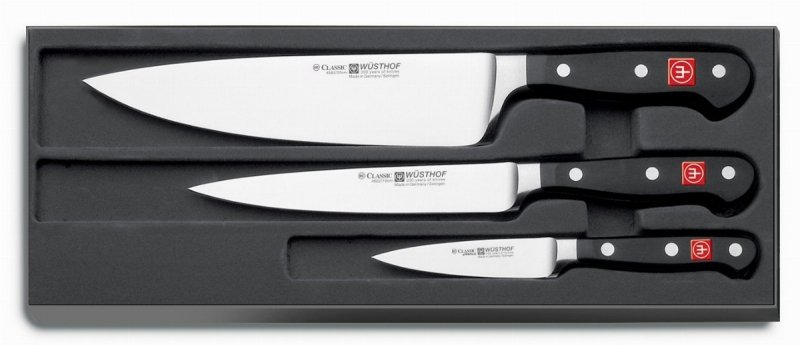  WÜSTHOF CLASSIC Zestaw - Nóż szefa 20 cm , kuchenny 16 cm i do warzyw 9 cm 