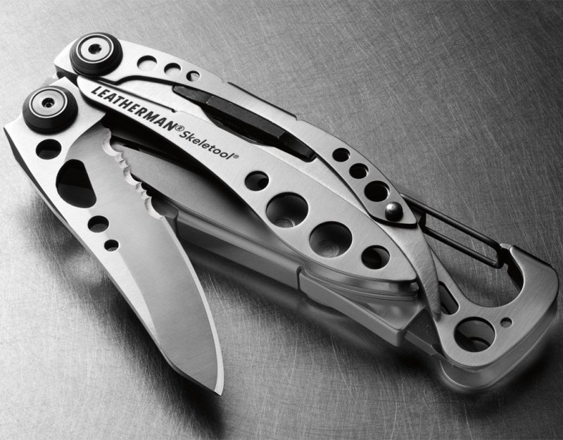 Multitool Leatherman Skeletool - Kompaktowy, lekki, ze śrubokrętem i otwieraczem do kapsli, stal nierdzewna - Do outdooru - 100 mm - Leatherman