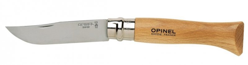 Nóż składany turystyczny Opinel 9 Inox - stal nierdzewna Sandvik, blokada Virobloc, do survivalu i EDC - 208 mm