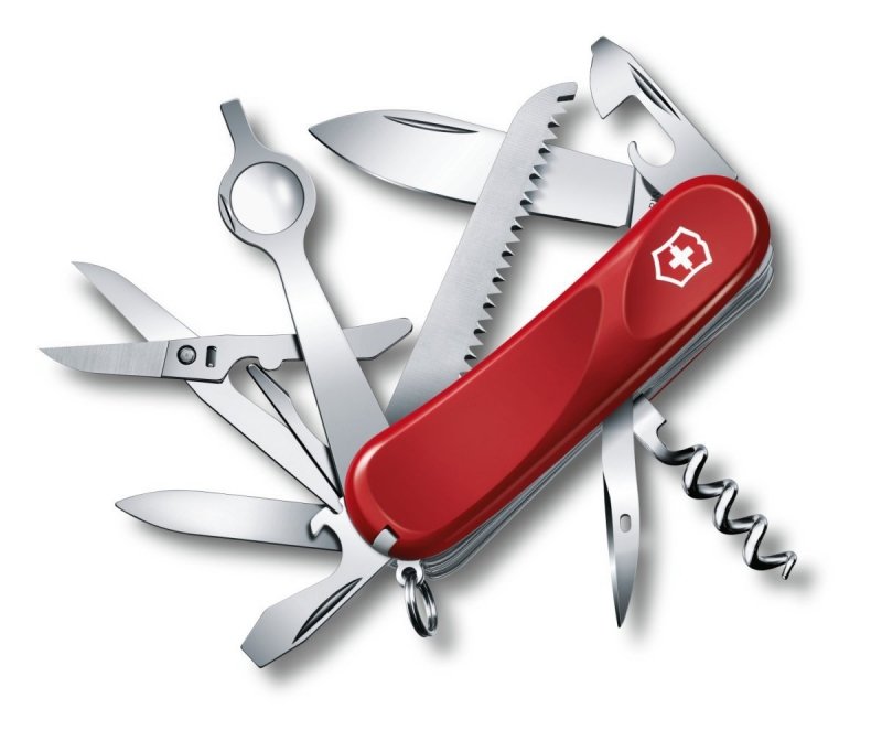 Scyzoryk szwajcarski Victorinox Delemont Evolution 23 - Wielofunkcyjny multitool z nożyczkami, korkociągiem i śrubokrętem do outdooru - 85 mm - Victorinox