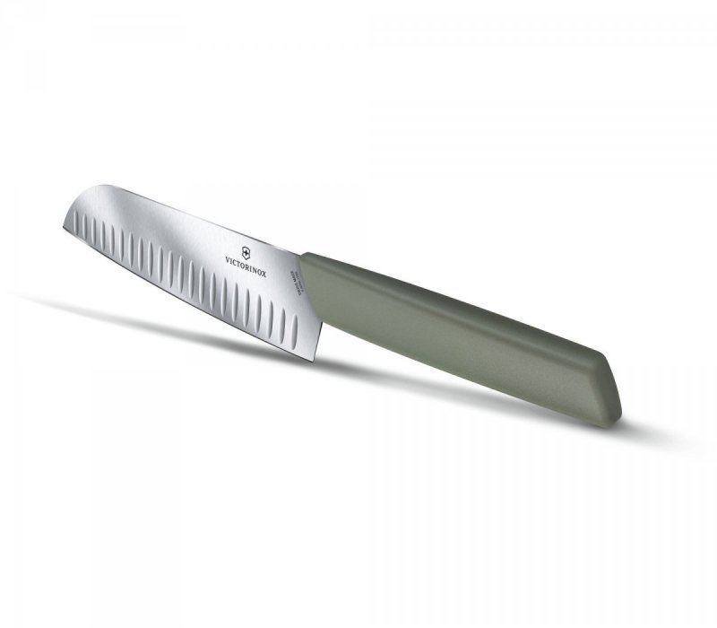 Nóż Santoku, ostrze ryflowane, 17 cm, oliwkowy VICTORINOX 6.9056.17K6B