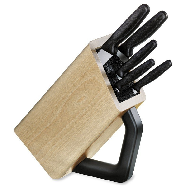 Zestaw noży kuchennych Victorinox 6.7173.8 - Stal nierdzewna, blok na 8 noży, do krojenia chleba, warzyw i mięsa - Victorinox