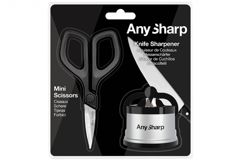 Ostrzałka AnySharp Classic Silver + mini nożyczki