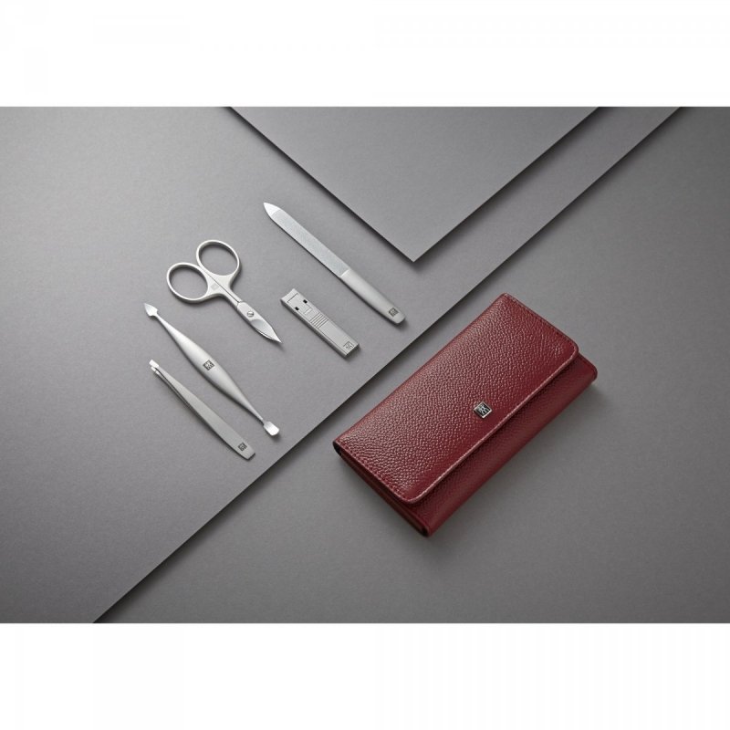 Zestaw Podróżny - Czerwone Skórzane Etui, 5 Elementów Twinox Zwilling