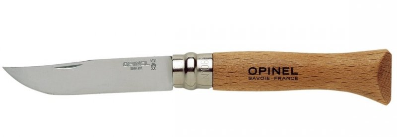 Nóż składany Opinel 10 INOX - Do survivalu i turystyki, stal nierdzewna, blokowane ostrze, rękojeść bukowa - 23 cm