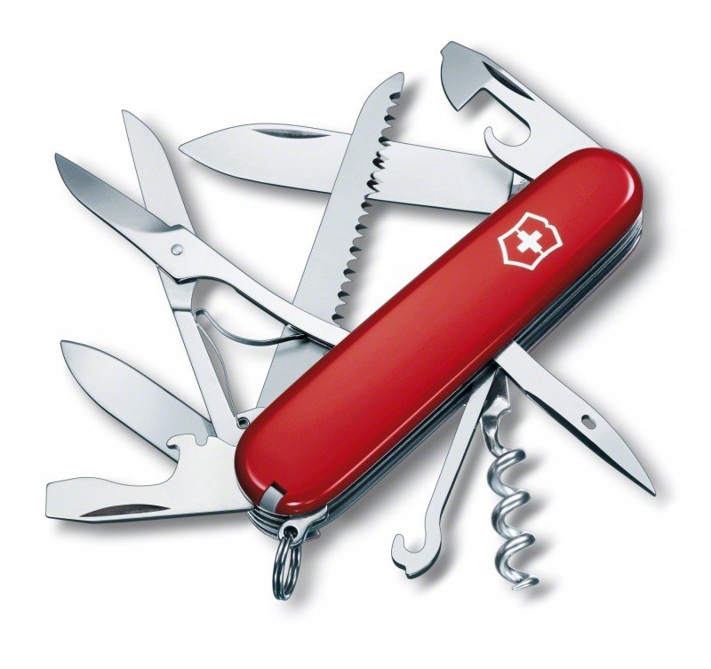 Scyzoryk Victorinox Huntsman 1.3713 - Wielofunkcyjny, z nożyczkami i otwieraczem do puszek, do survivalu - 91 mm - Czerwony