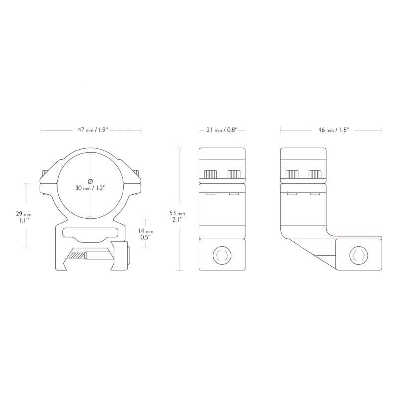 Montaż lunety Cantilever 1 Hawke Match wysoki 30 mm Weaver