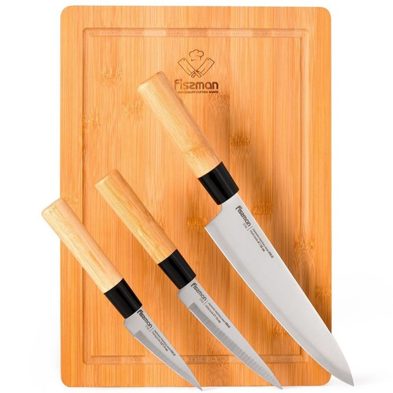 Fissman Zestaw Noży Z Deską, 4 Szt., uniwersalny Zestaw