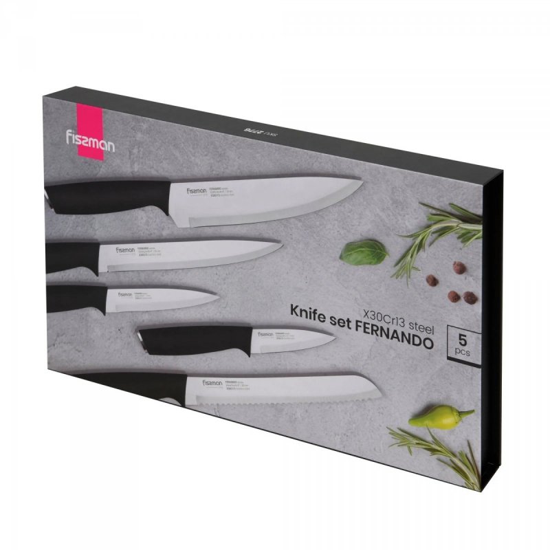 Zestaw noży Fissman Fernando 5 szt., stal X30Cr13, ergonomiczne