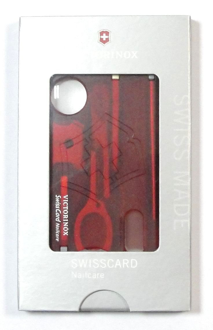 SwissCard Victorinox Nailcare - 13 funkcji, szklany pilniczek, nożyczki, śrubokręty - kompaktowy multitool do codziennej pielęgnacji - 82 mm - Victorinox