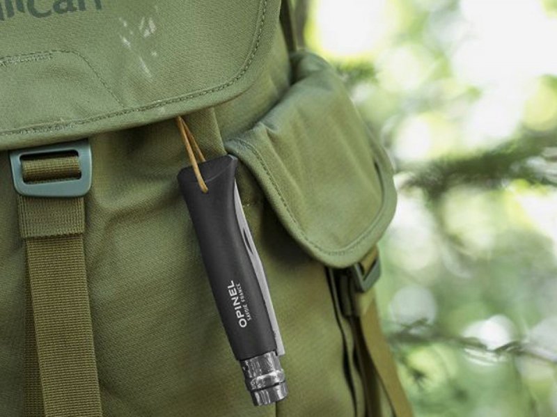 Nóż Opinel Colorama 08 inox grab brązowy z rzemieniem