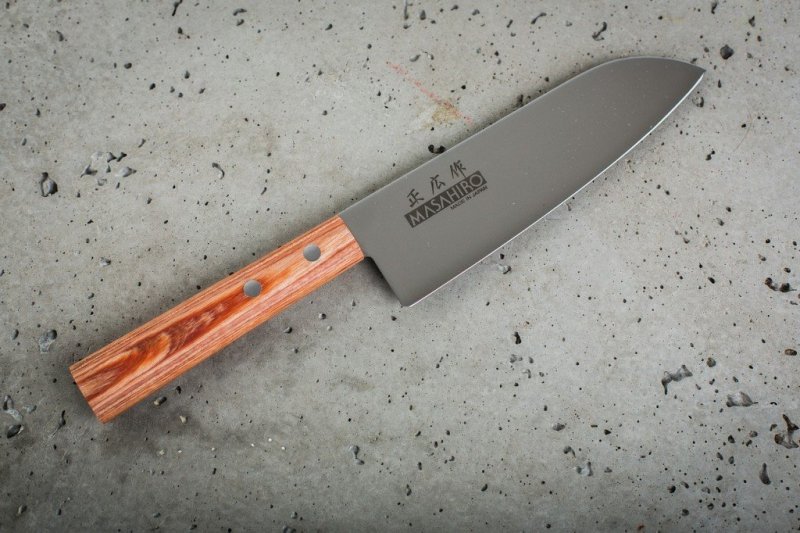 Nóż Masahiro Sankei Santoku 165mm Brązowy [35921] uniwersalny