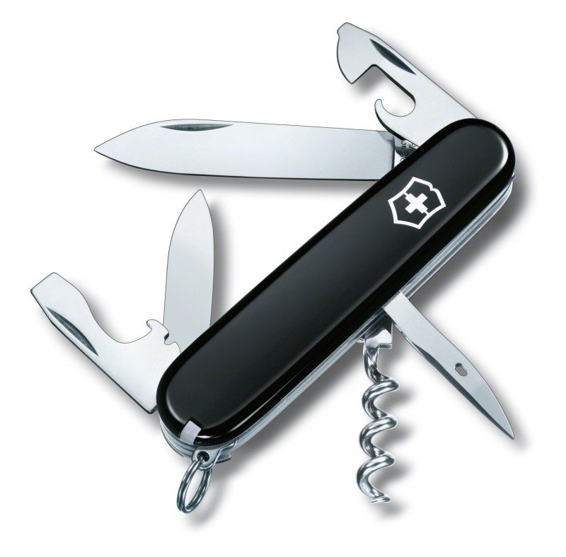 Scyzoryk Szwajcarski Victorinox Spartan - 12 funkcji, z korkociągiem i otwieraczem, do codziennego użytku - 91 mm - Czarny