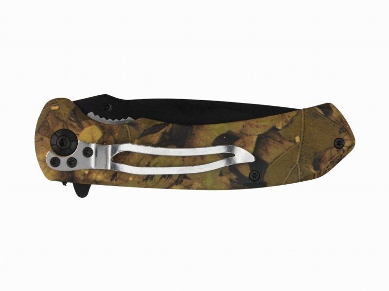 Nóż składany Joker kamuflaż myśliwski - Blokowane ostrze, fliper, klips do noszenia, stal nierdzewna - 85 mm - Joker